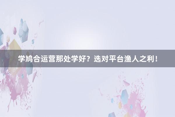 学鸠合运营那处学好?选对平台渔人之利!